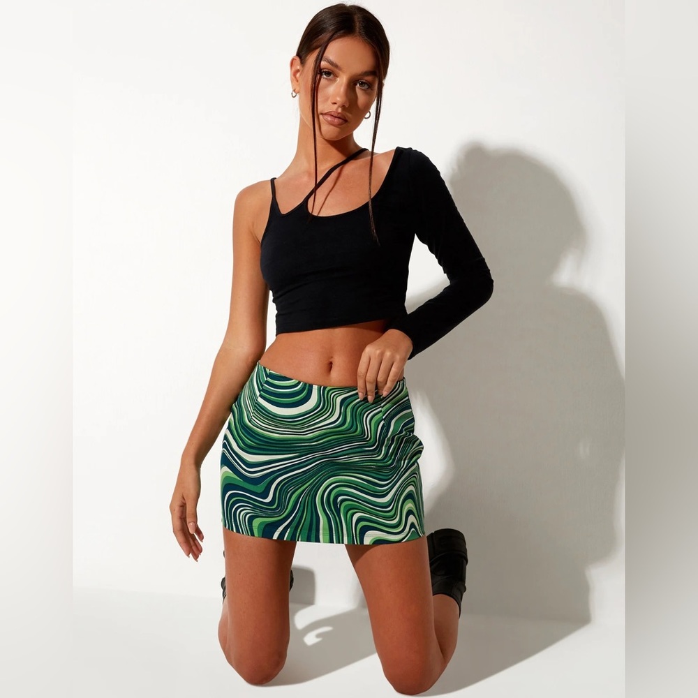 Motel Rocks Ima Skirt in Ripple Green